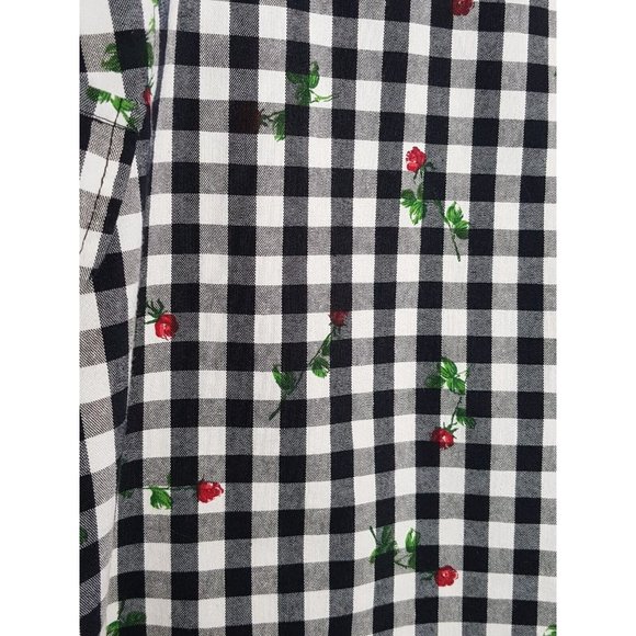 Dangerfield Size 8 Black White Gingham Check Rose Floral Print Pinafore Dress - Picture 3 of 3
